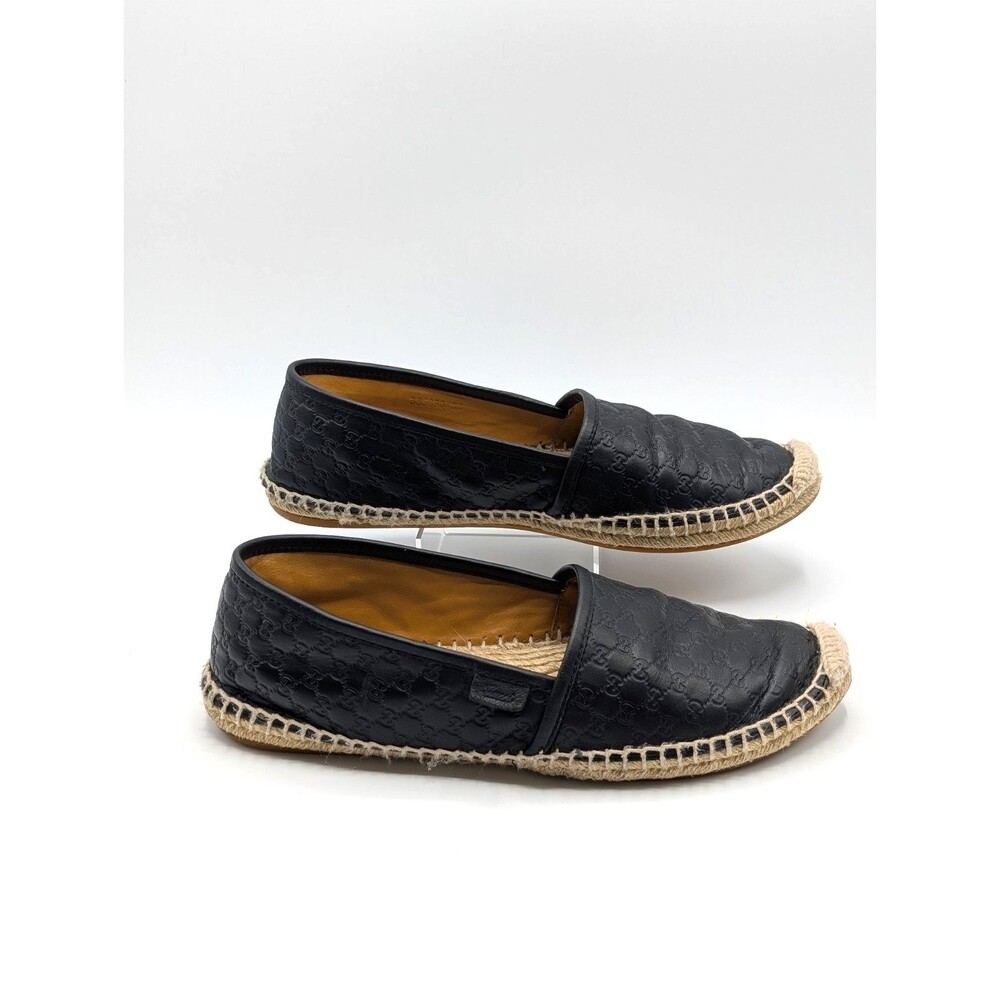 Gucci Microguccissima Loafers Women 38 Black Embossed Leather Estradilles